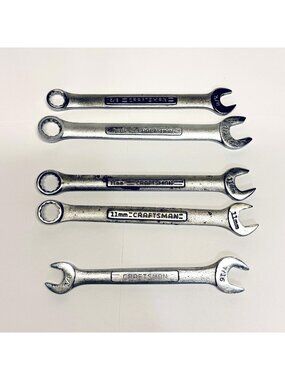 Craftsman LOT OF 5 Wrenches USA 2 Combo 3/8", 7/16";  2 11mm;  1 Double OE VV VA